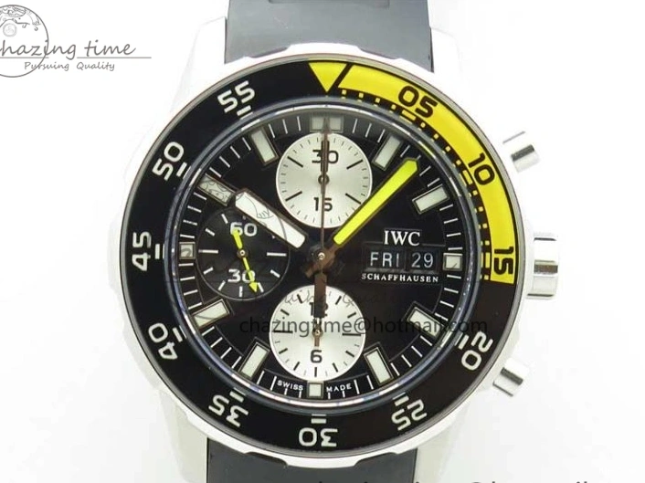 MIROTIME 0305 Aquatimer Chrono IW376702 SS BLS 1:1 Best Edition Black Dial on Black Rubber Strap A WellDesigned 7105